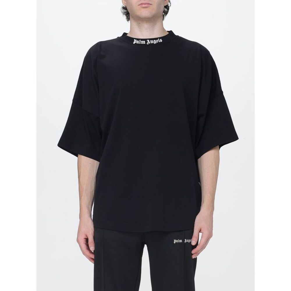 Palm Angels Relaxed Fit Cotton T-Shirt With Logo And Dropped Shoulders
